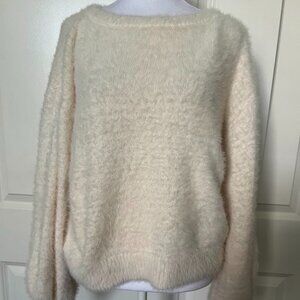 Forever 21 Contemporary Beige Long Sleeve Fuzzy Sweater Size Large